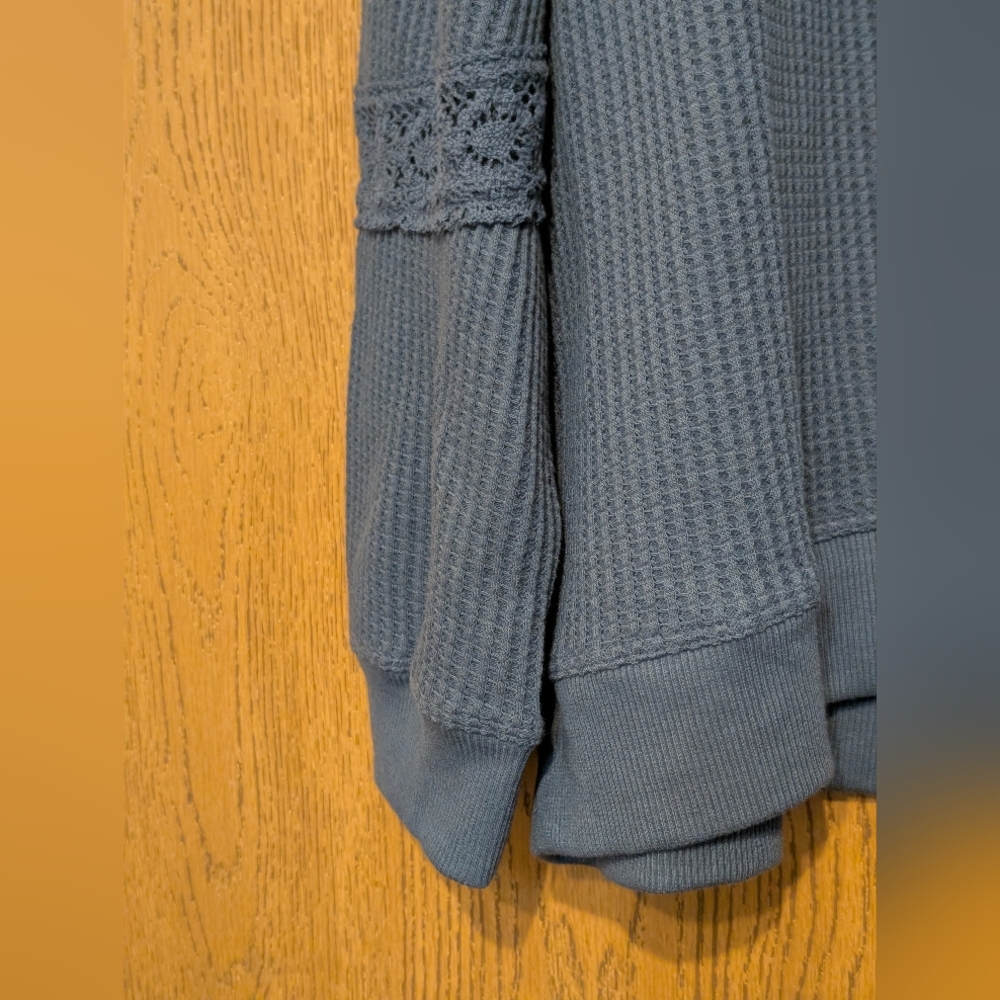 SO Navy Waffle Knit Top With Delicate Lace Accents - Picture 8 of 12